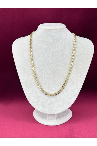 14 K Renginde Çift Sıra Yaprak Şekilli Gold Kolye Gold