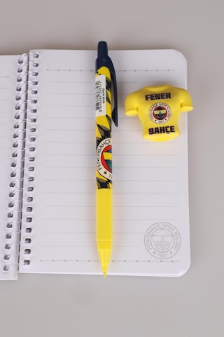 Lisanslı Fenerbahçe Bloknot,uçlu Kalem 0.7 Mm Ve Forma Tasarım Silgi Seti Altın