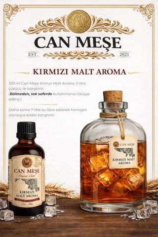 Can Meşe Kırmızı Malt Aroma Viski Kiti 100 ML - 5 L Uyumlu
