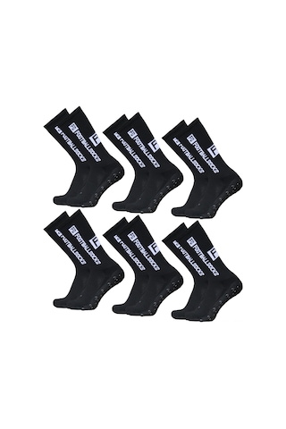 Springsun Profesyonel Futbol Çorapları, Silikon Süspansiyonlı, Kayma Engelledi, Spor Antrenman Ve Maç İçin, Siyah 6 Çift Paketi Siyah