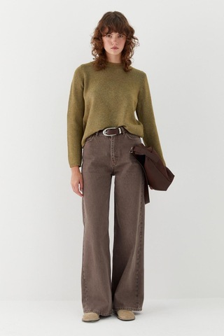 Yüksek Bel Palazzo Pantolon Kahverengi Kahverengi