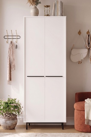 Yurudesign Oasis Metal Ayaklı 9 Raflı 2 Kapaklı Büyük Ayakkabılık Çok Amaçlı Dolap 27 Çift Ayakkabı Beyaz Os2-w