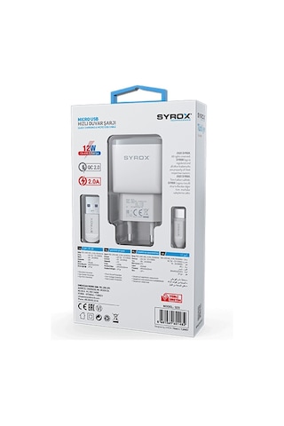 Syrox Q20 2.0a Micro Usb Hızlı Şarj Aleti Quick Charging Set 2.0a