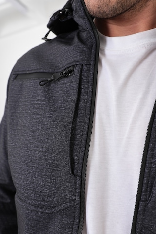 Camp Scoutland Camp456 Outdoor Softshell Su Ve Rüzgara Dayanıklı içi Polar Seyyar Kapüşonlu Erkek Antrasit Taktik Mont