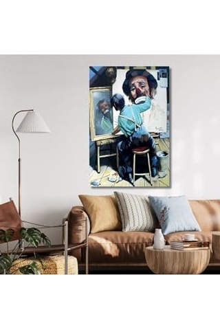 Dikey Kanvas Psikoloji Poliklinik Tablosu Mutsuz Palyaço 60 X 90 Genel