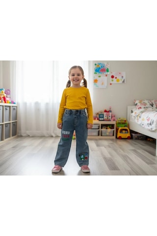 Kaizer Jeans Mavi Kamyon Desenli Çocuk Pantolonu