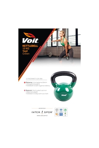 Voit Vinyl Kettlebell 12 KG Yeşil