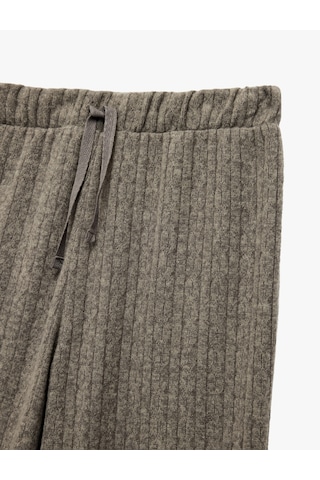 Koton Beli Bağcıklı Rahat Kesim Lastikli Paça Pijama Altı Gri Melanj 6wlk40029mk Gri Melanj
