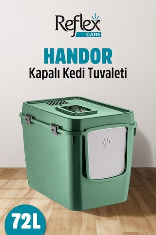 Reflex Care Handor Kapalı Kedi Tuvaleti Yeşil 57,5 X 43,5 X 39 Cm