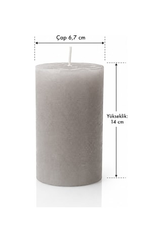 Mat Desenli Beyaz Silindir Mum 40 Saat Yanma Kokusuz Dekoratif Blok Mum 6,7 X 14 Cm Mat Beyaz