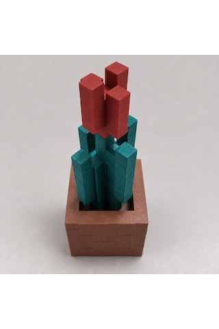 Piksel Lale Biblo - 3d Baskı, Minecraft Esintili Kırmızı