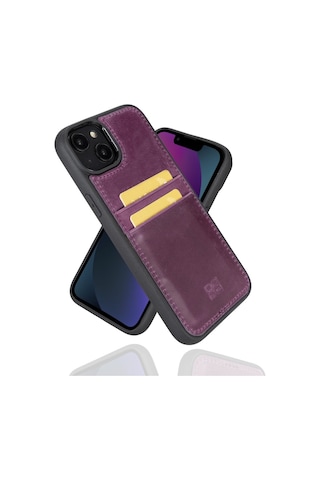 Bouletta Apple Uyumlu iPhone 14 Plus Deri Arka Kapak Fxcp Cz7 Mor