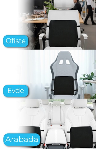 Viscofoam Ortopedik Bel Yastığı Ofis Sandalye Araç Koltuk Bel Destek Yastığı Visco Bel Yastığı Siyah