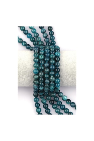 Apatit Ab Kalite Doğal Taş Dizi 8 Mm Küre Kesim Mavi