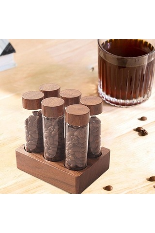 Tongxida Türk Kahve Çekirdeği Depolama Tüpü, Mutfak Dekorasyonu, Ahşap Raf, Ev Dekoru Çok Renkli Çok Renkli