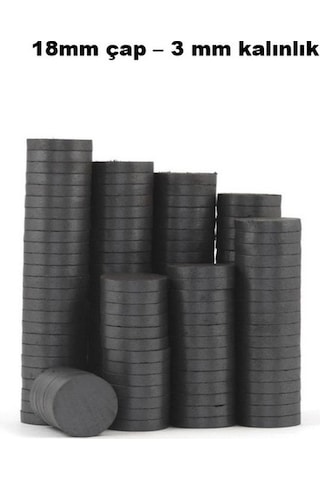 50 Adet 18x3 Mm Yuvarlak Mıknatıs, Çok Amaçlı, Süsleme Mıknatısı, Ferrit Magnet