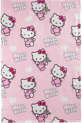 Pembe Hello Kitty Baskılı Tv Battaniyesi 100x150 Cm