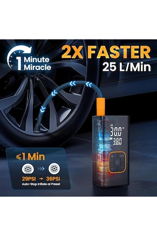 Dijital Kablosuz Usb 2 2000mah Göstergeli Oto Lastik, Bisiklet Hava Pompası Kompresörü