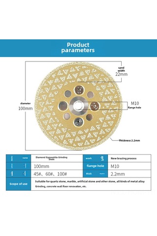 Suofeng Cuanxing El Fırçası Taşlama Diski - Mermer, Kuvars, Granit Yenileme Ve Kesim İçin 10cm 100 İnce Zımpara