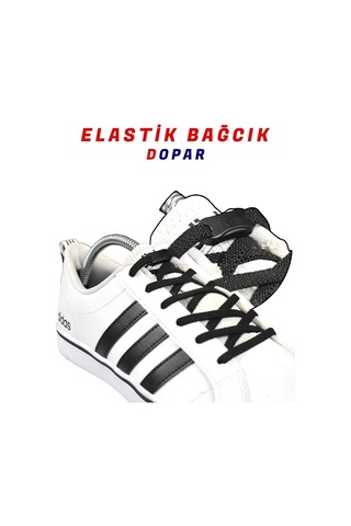 Pratik Yassı Elastik Ayakkabı Bağcığı Tak Bırak 120 CM Siyah