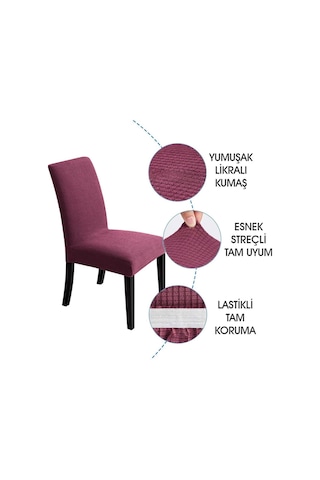 Faiend Yıkanabilir Likralı Esnek Lastikli Sandalye Kılıf Örtü Gülkurusu