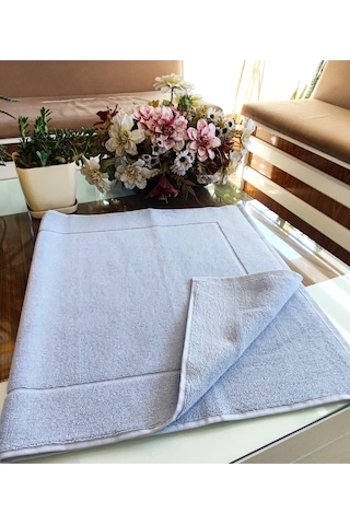 3.lü Set 50x90cm. Büyük Lüks Ayak Havlusu, Ayak Paspası, Havlu Paspas, Banyo Ve Lavabo Paspası Mavi