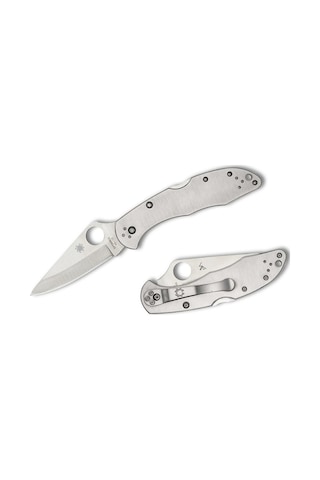 Spyderco Delica 4 Stainless Plainedge Kamp Çakı Gümüş