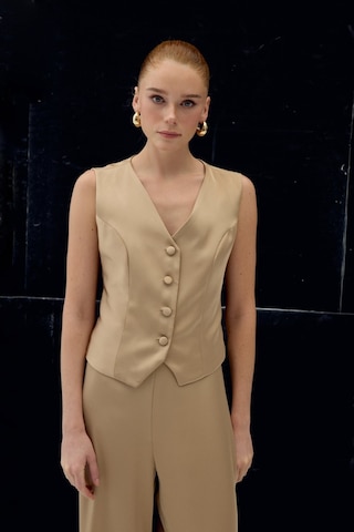 Sateen Klasik Düz Yelek - Camel-137031 CAMEL