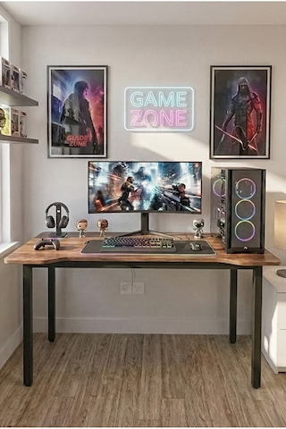 120 Çam Oyun Çalışma Masası Gaming Masa Ofis Masası 9121 Atlantik Çam - Siyah