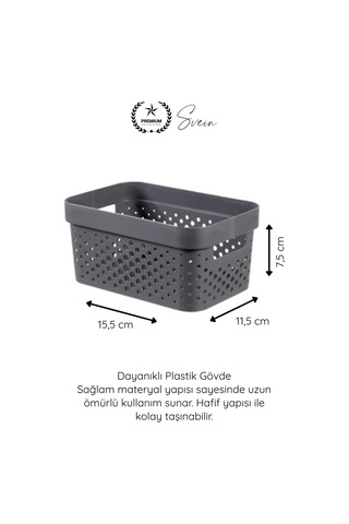 Sepet 1.25 Lt Plastik Organizer Sepet 2 Li Set Çok Amaçlı Düzenleyici Saklama Kutusu Dolap İçi Mutf Çok Renkli