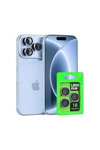 Newface Apple iPhone Uyumlu 18 Pro Raze Metal Kamera Lens - Açık Mavi Çok Renkli