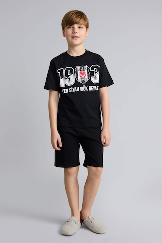 Defacto Beşiktaş Tişört Şort Pijama Takımı Erkek Çocuk H7342a826hsbk81 Siyah-bk81