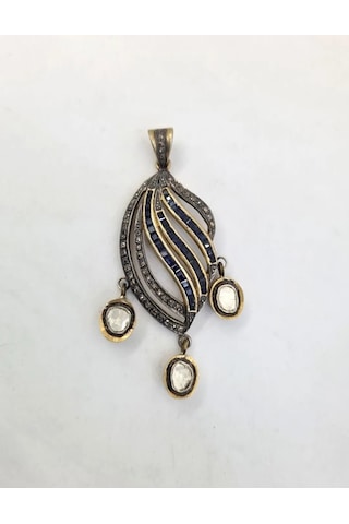 925 Gümüş Safir Elmas Kolye Ucu 307