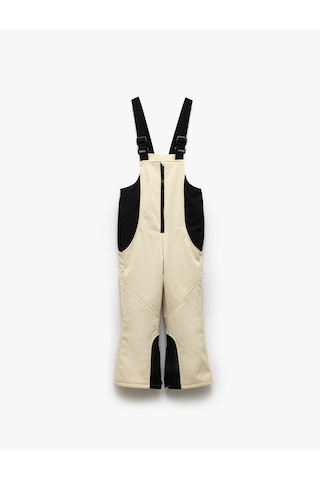 Koton Oversize Ayarlanabilir Askılı Fermuar Detaylı Kayak Tulumu Ekru 5wkg00032aw