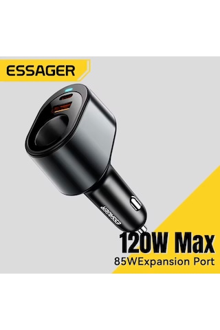 Essager 120w Araç Şarjı Genişletme Bağlantı Noktası Type-c+usb