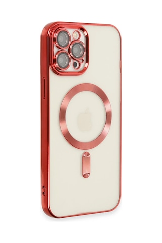 Newface Apple iPhone Uyumlu 12 Pro Max Kılıf Kross Magneticsafe Kapak Glblseme - 23 - Kırmızı