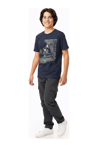 Modanino Erkek Çocuk %100 Pamuk T-shirt-kaykay Baskılı-12-16 Yaş 12526 Koyu Lacivert