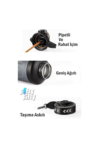 Tkk 1650 Ml Profesyonel Kamp Matarası/çelik Termos Çift Kullanım Pipetli/rahat İçim 12/24 Yalıtım -20281650 001