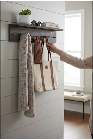 Todekhome Sunta Askılık Raflı 70x14 Ve 50x14 Mutfak, Antre, Banyo, Ofis,mağaza,çocuk Ve Yatak Odası Kahverengi