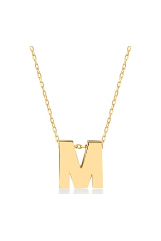 Altın 3 Boyutlu M Harfi Ve Altın Zinciri