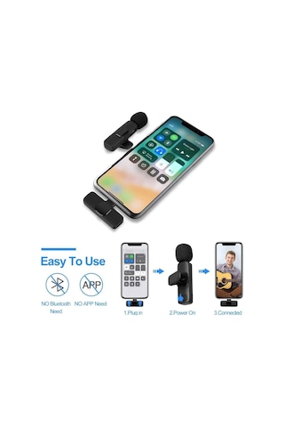 İphone Uyumlu İpad Uyumlu İçin K9 Kablosuz Yaka Mikrofonu, Kayıt İçin Kablosuz Mikrofon, Otomatik Senkronizasyonlu-1344