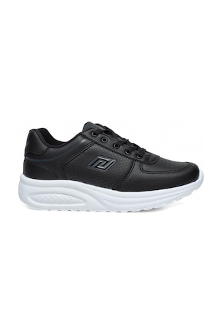 Parley 722-26 Deri Anatomik Bağcıklı Kadın Sneaker Siyah Beyaz Siyah