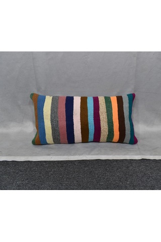 Zehra Abla Halı Yeni El Dokuma Dekoratif Lumbar Kilim Kırlent Yastık Kılıfı 6697 Çok Renkli