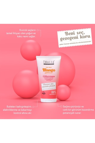 Thalia Yulaf Sütü & Mango Özlü Kıvırcık & Kabarık Saçlara Özel Bakım Kremi 250 ML