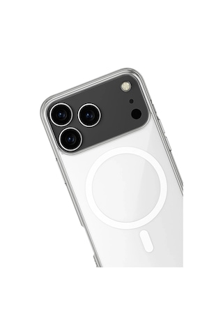 Apple Uyumlu iPhone 17 Pro Kılıf Magsafe Özellikli Şeffaf Silikon Kapak Şeffaf