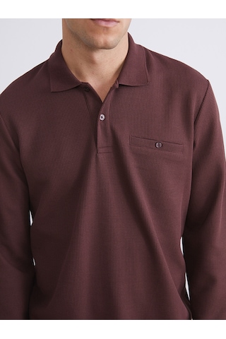 Lcwaıkıkı Classic Bordo Polo Yaka Uzun Kollu Erkek Sweatshirt