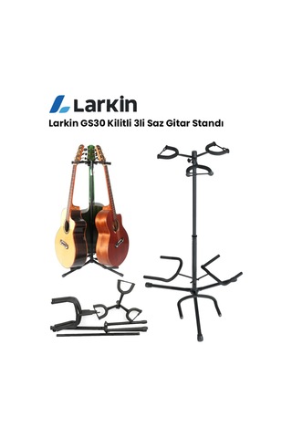 Larkin Gs30 Kilitli Çoklu 3lü Üçlü Gitar Bağlama Standı Sehpası