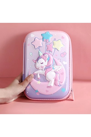 Unicorn Pembe Kırtasiye Kutusu Okul Malzemeleri Pembe
