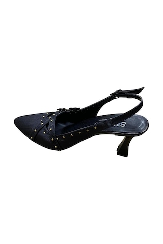 Yaren Moda Kadın Kadeh Topuklu İşlemeli Arkası Açık Stiletto Siyah - 870536469 Siyah