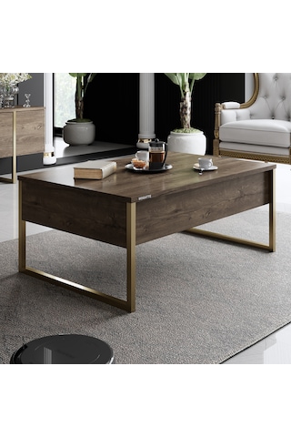 Luxe Gold Demir Ayaklı Ceviz Orta Sehpa Ceviz - Gold